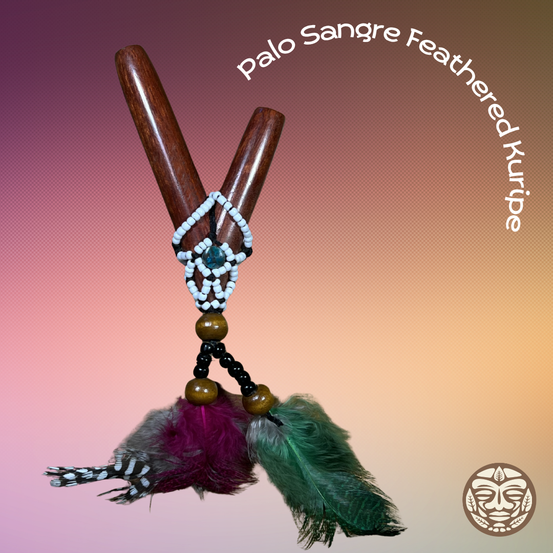 Palo Sangre Kuripe with Amazon Feathers, Artisan Beads & Seeds