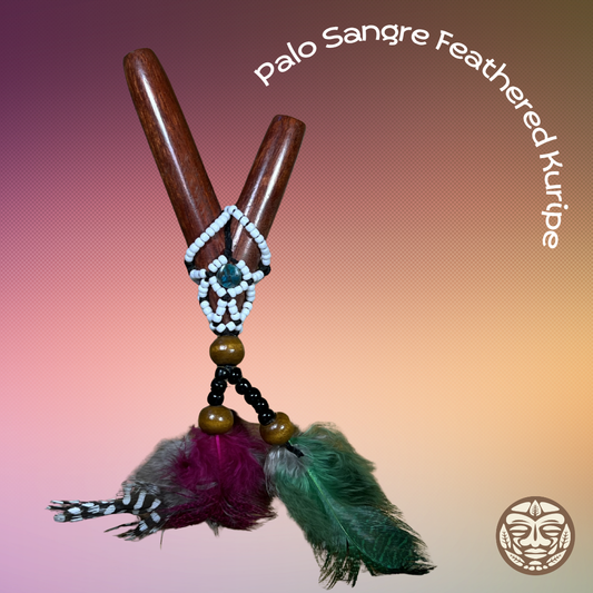 Palo Sangre Kuripe with Amazon Feathers, Artisan Beads & Seeds