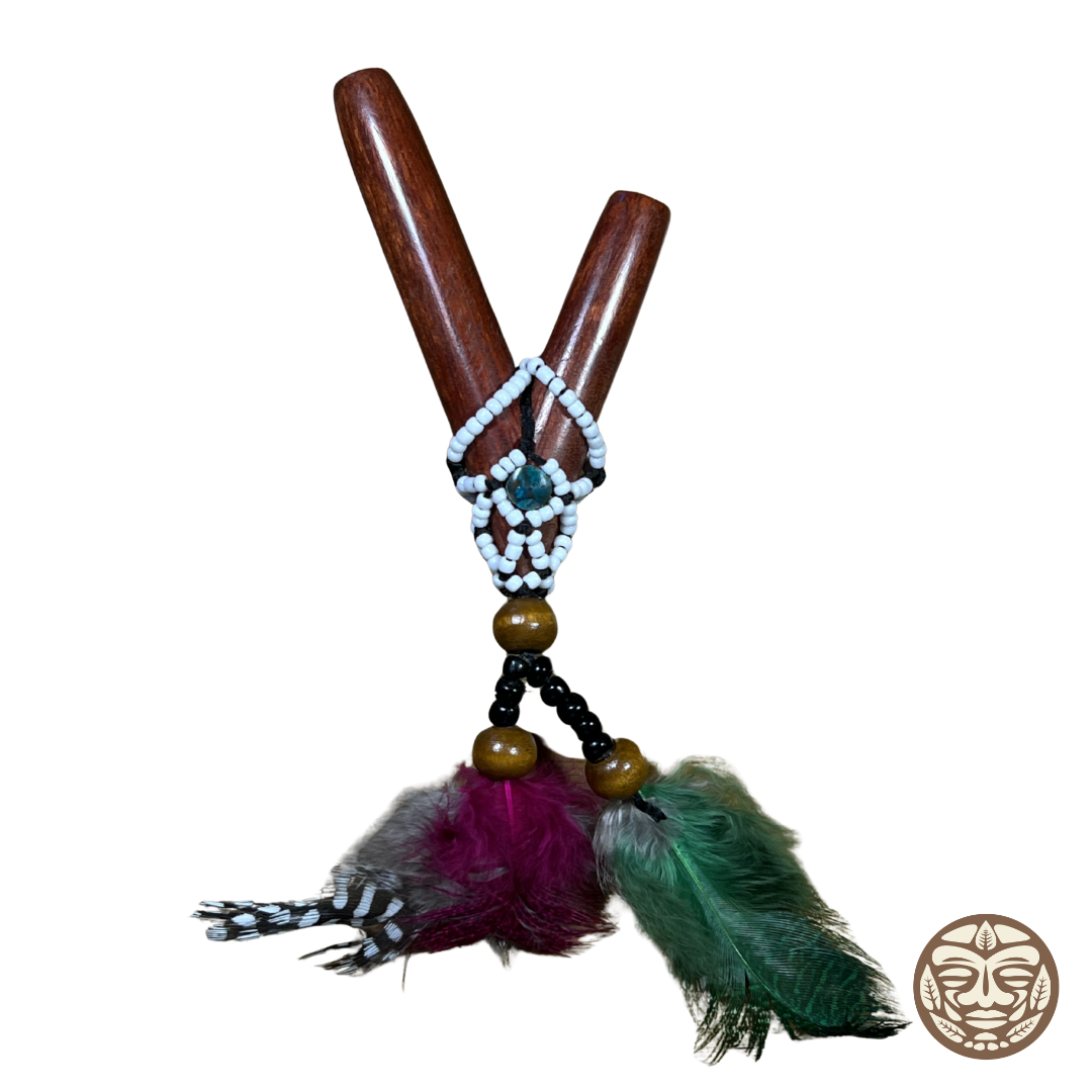 Palo Sangre Kuripe with Amazon Feathers, Artisan Beads & Seeds