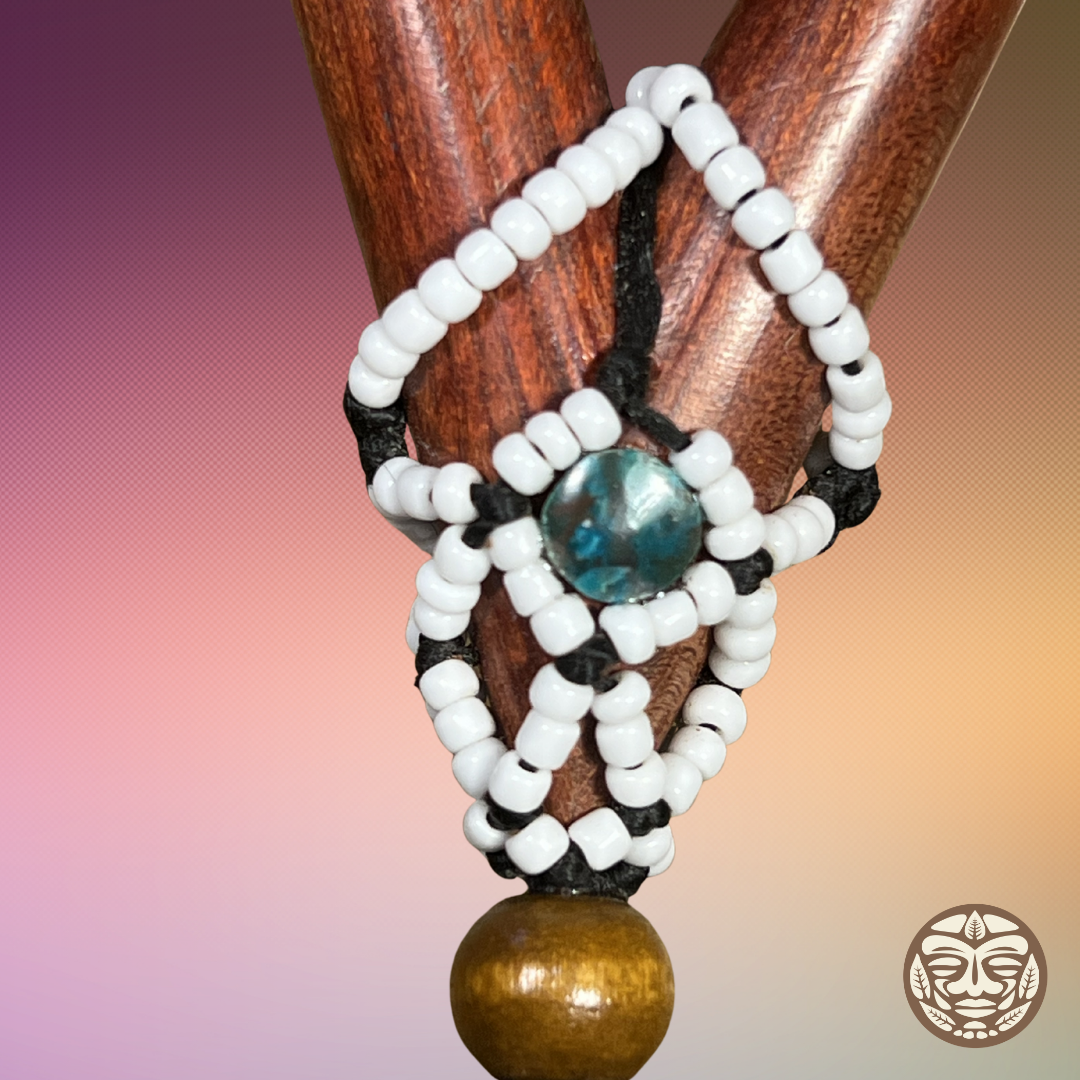 Palo Sangre Kuripe with Amazon Feathers, Artisan Beads & Seeds