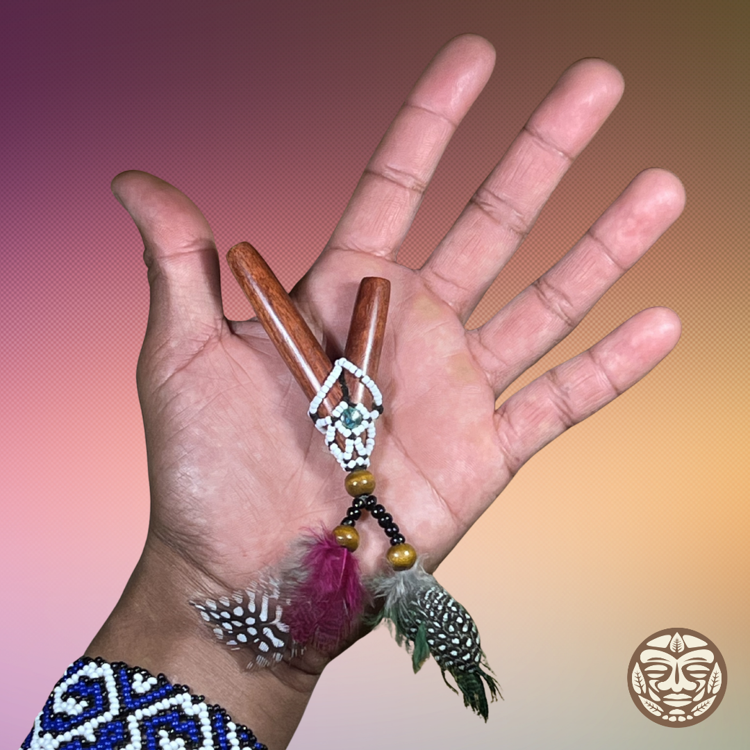 Palo Sangre Kuripe with Amazon Feathers, Artisan Beads & Seeds
